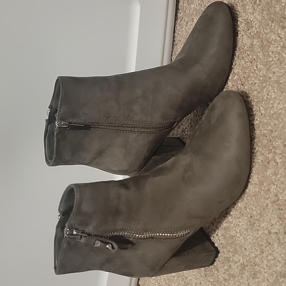 Gray suede ankle boots